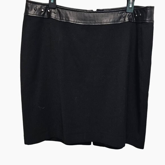 Tahari ASL Mini Skirt Women's 14W‎ Black Leather Studded  Detailed Plus Size - Picture 1 of 9